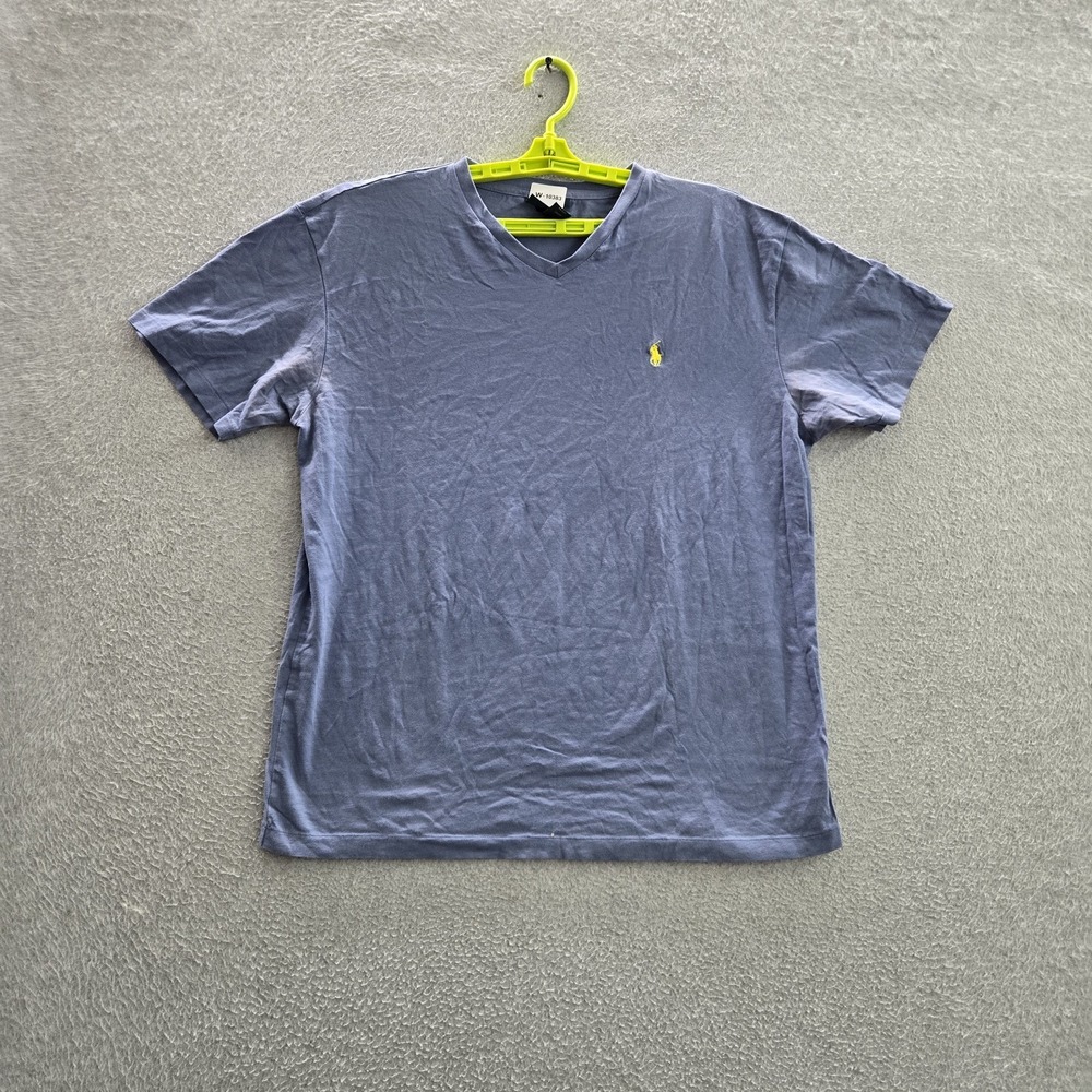 VINTAGE Polo By Ralph Lauren Men Shirt M Blue Embroidered Pony Logo Short Sleeve